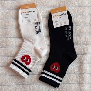 Black and White Heart Socks